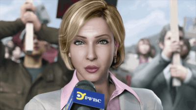 Airport newswoman